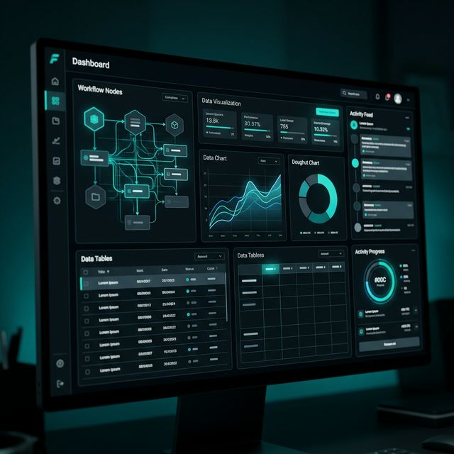 Unified custom operations platform dashboard showing centralised data flows and automated workflows